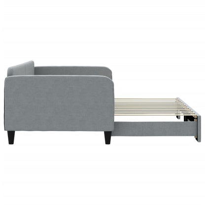 Slaapbank Stof 100 x 200 cm Lichtgrijs met onderschuifbed