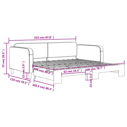Slaapbank Stof 100 x 200 cm Lichtgrijs met onderschuifbed