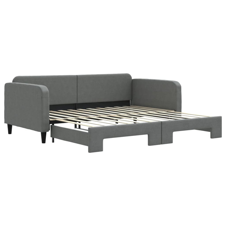 Slaapbank Stof 100 x 200 cm Donkergrijs met onderschuifbed