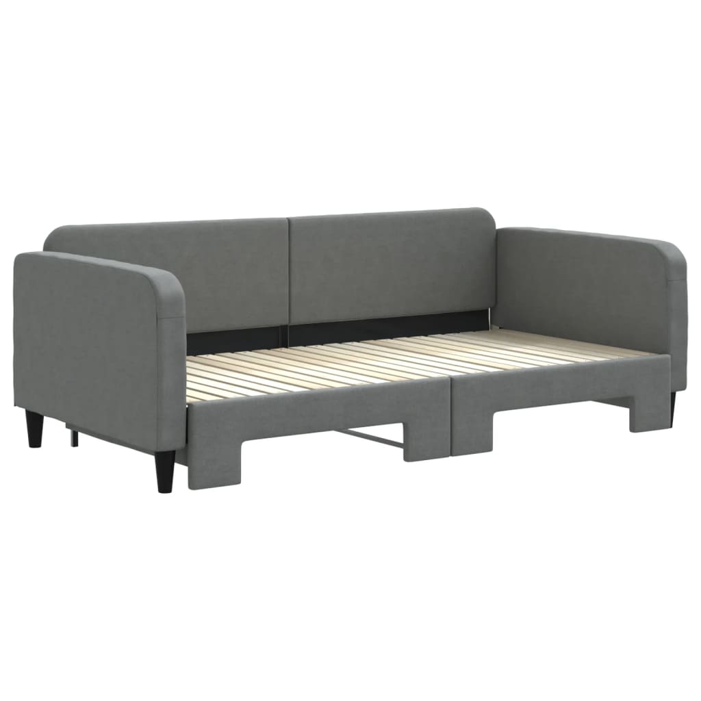 Slaapbank Stof 100 x 200 cm Donkergrijs met onderschuifbed