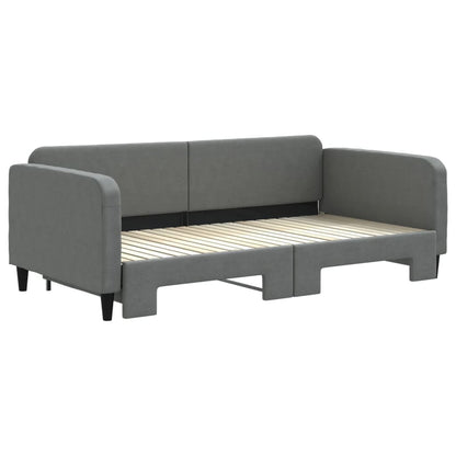 Slaapbank Stof 100 x 200 cm Donkergrijs met onderschuifbed