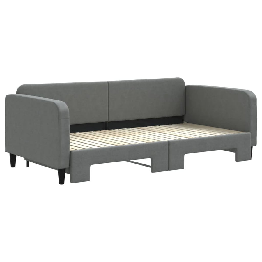 Slaapbank Stof 100 x 200 cm Donkergrijs met onderschuifbed