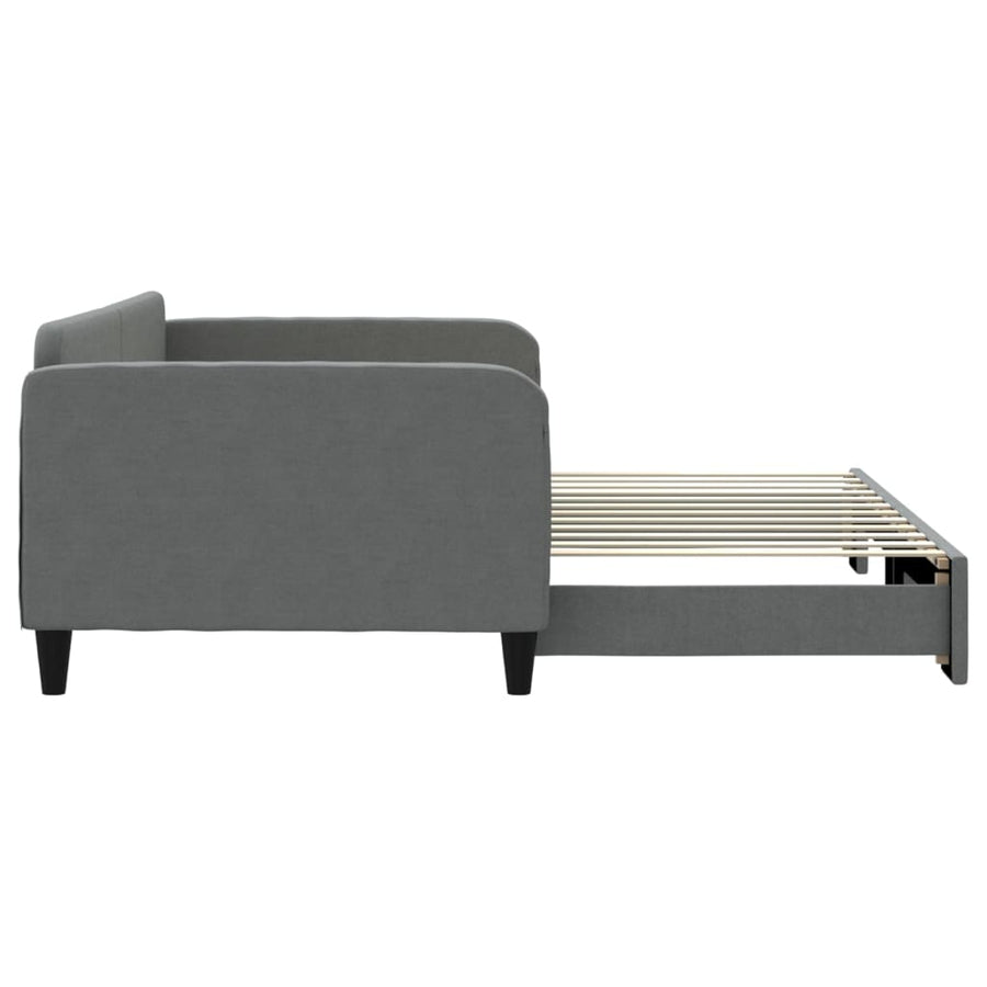 Slaapbank Stof 100 x 200 cm Donkergrijs met onderschuifbed
