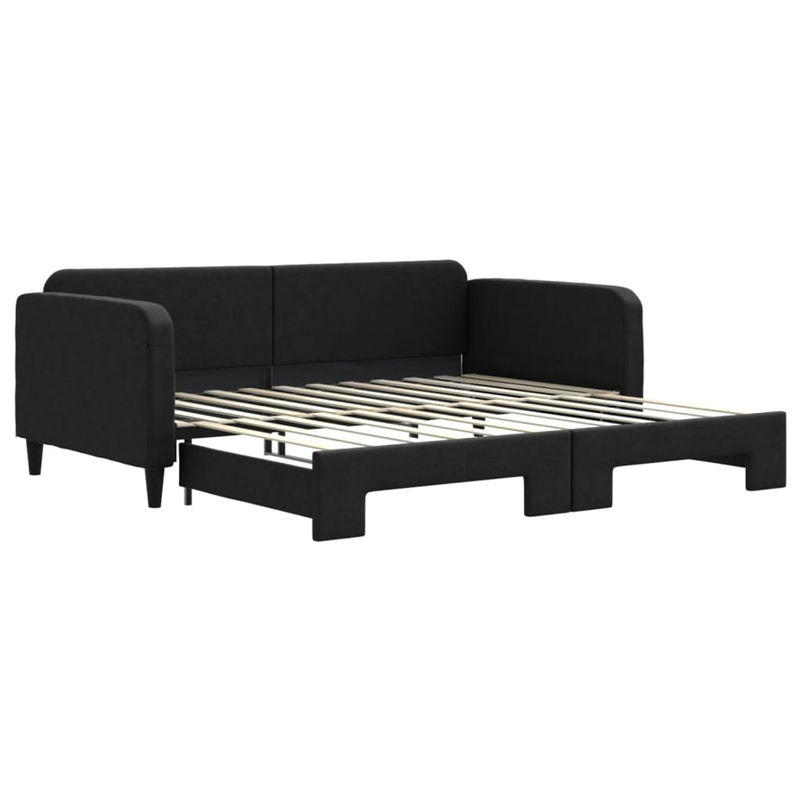 Slaapbank Stof 100 x 200 cm Zwart met onderschuifbed