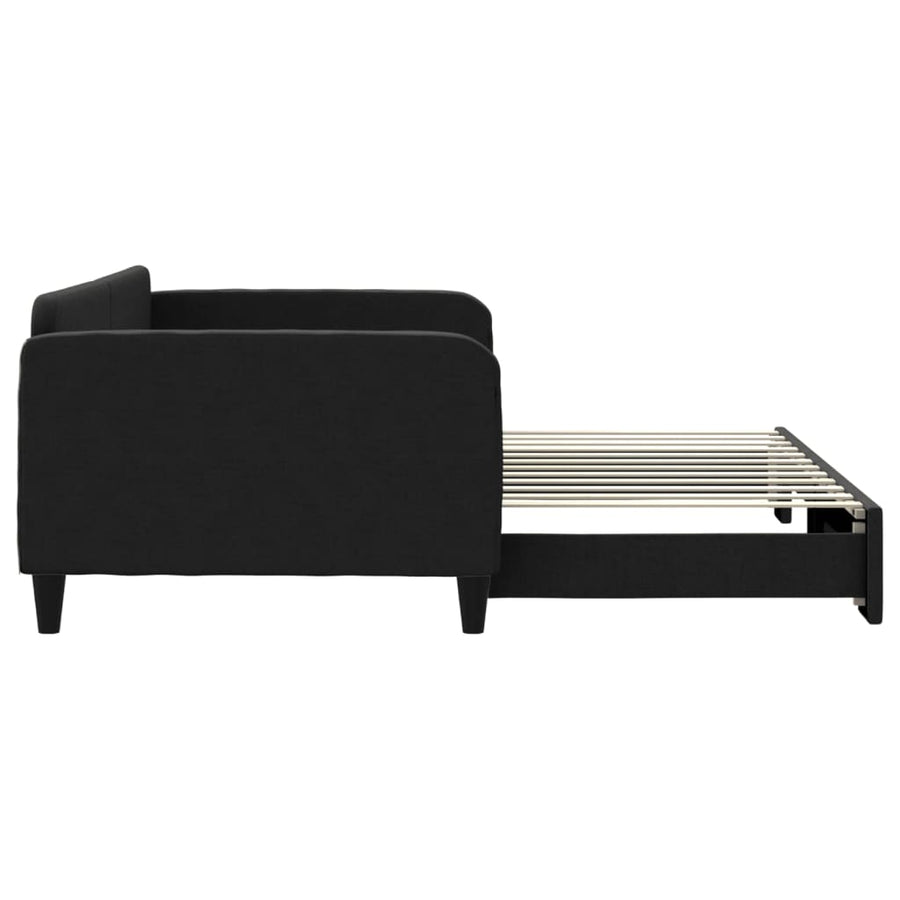 Slaapbank Stof 100 x 200 cm Zwart met onderschuifbed