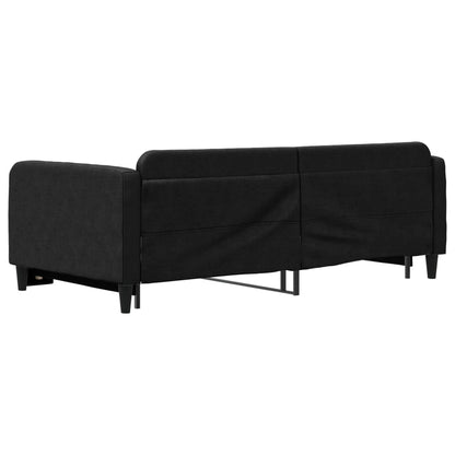 Slaapbank Stof 100 x 200 cm Zwart met onderschuifbed