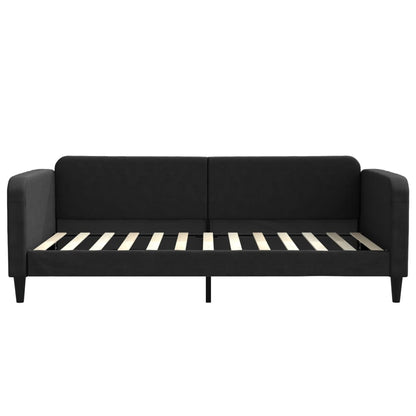 Slaapbank Stof 100 x 200 cm Zwart met onderschuifbed