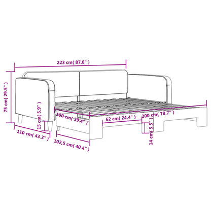 Slaapbank Stof 100 x 200 cm Zwart met onderschuifbed