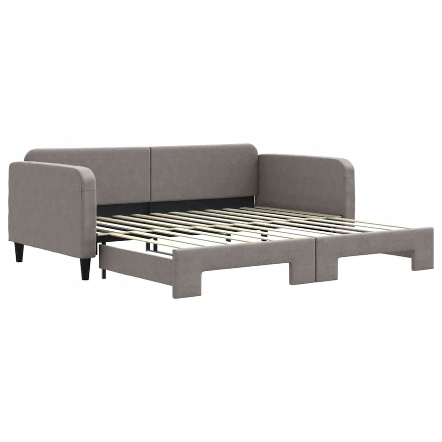 Slaapbank Stof 100 x 200 cm Taupe met onderschuifbed