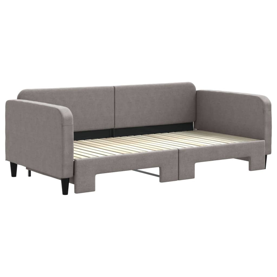 Slaapbank Stof 100 x 200 cm Taupe met onderschuifbed