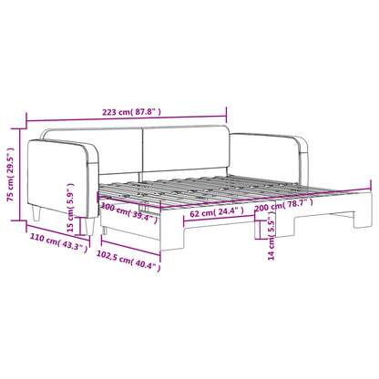 Slaapbank Stof 100 x 200 cm Taupe met onderschuifbed