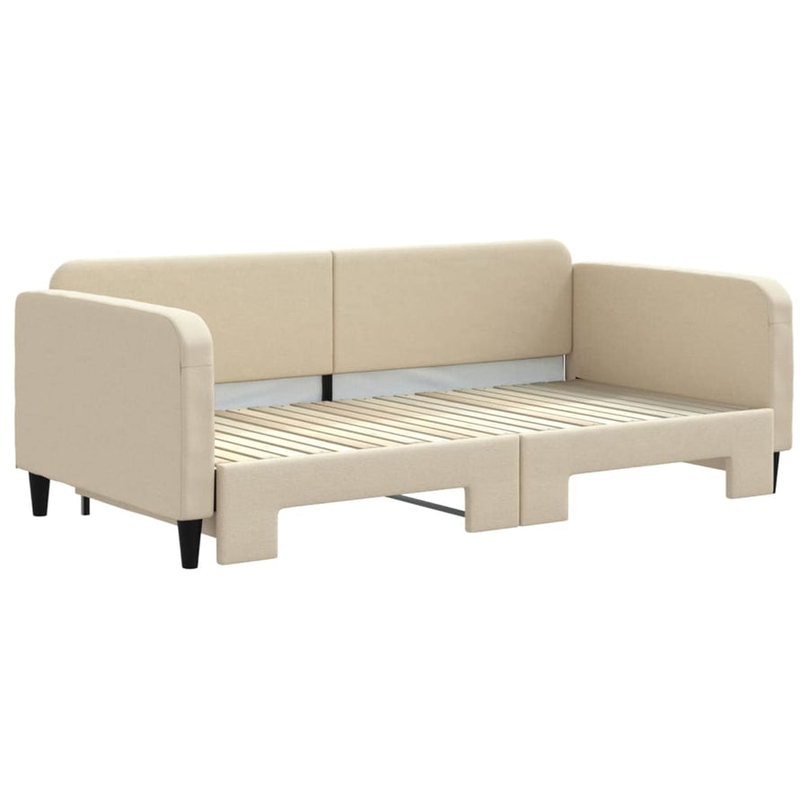 Slaapbank Stof Kleurig 100 x 200 cm Crème met onderschuifbed