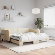 Slaapbank met onderschuifbed 100x200 cm crème