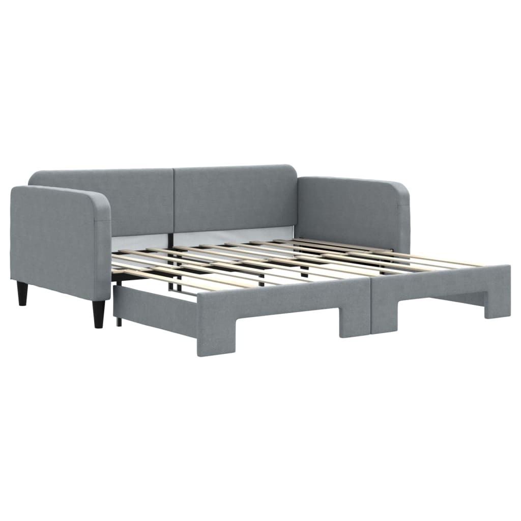 Slaapbank met onderschuifbed 90x190 cm stof lichtgrijs