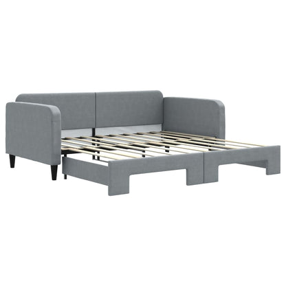 Slaapbank met onderschuifbed 90x190 cm stof lichtgrijs