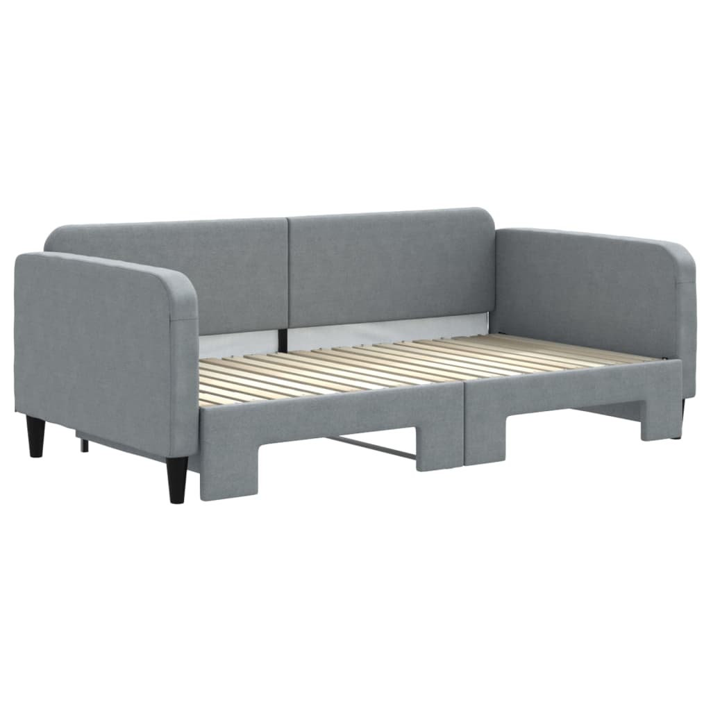 Slaapbank met onderschuifbed 90x190 cm stof lichtgrijs