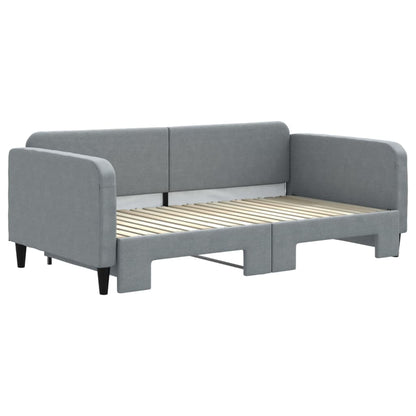 Slaapbank met onderschuifbed 90x190 cm stof lichtgrijs