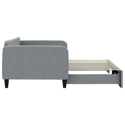 Slaapbank met onderschuifbed 90x190 cm stof lichtgrijs