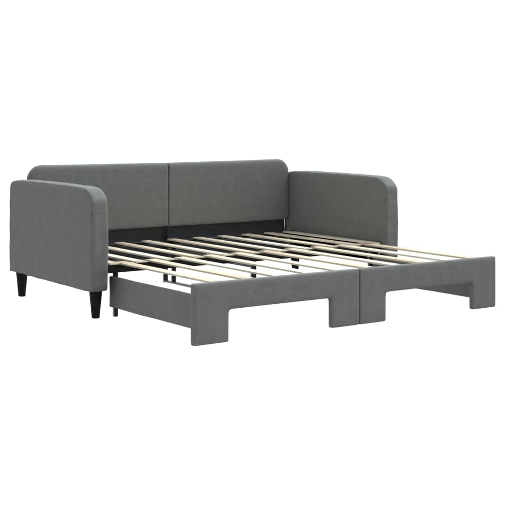 Slaapbank Stof 90 x 190 cm Donkergrijs met onderschuifbed