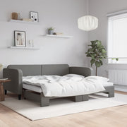 Slaapbank met onderschuifbed 90x190 cm donkergrijs