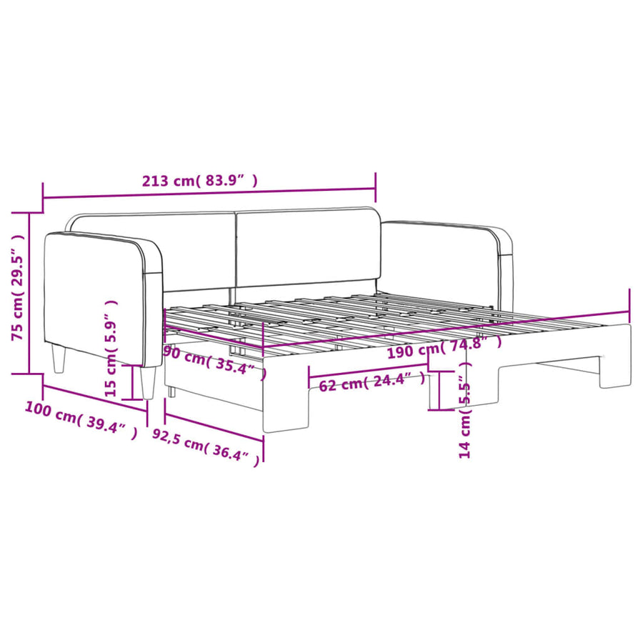 Slaapbank Stof Zwart 90 x 190 cm