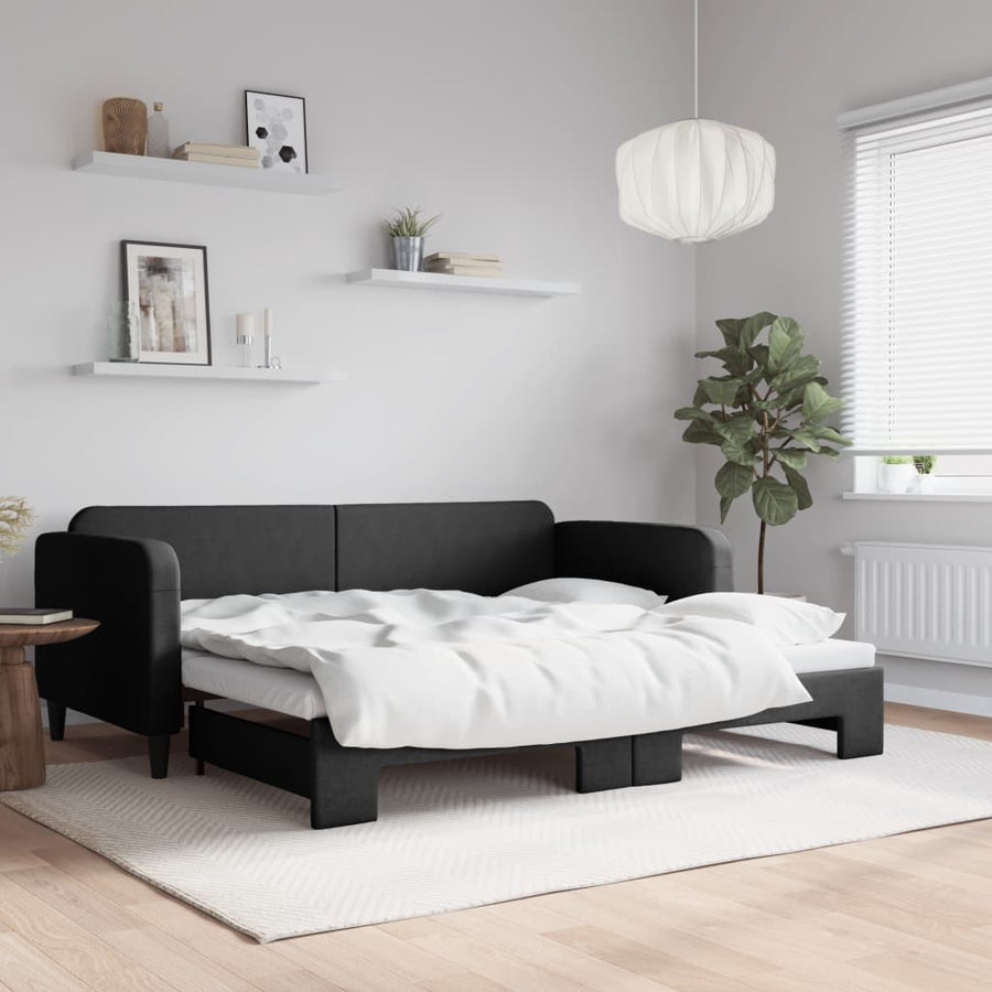 Slaapbank Stof Zwart 90 x 190 cm
