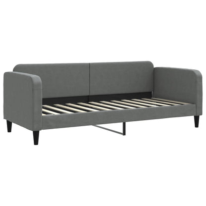 Slaapbank Onderschuifbed Matrassen Stof 80 x 200 cm Donkergrijs met onderschuifbed en matras