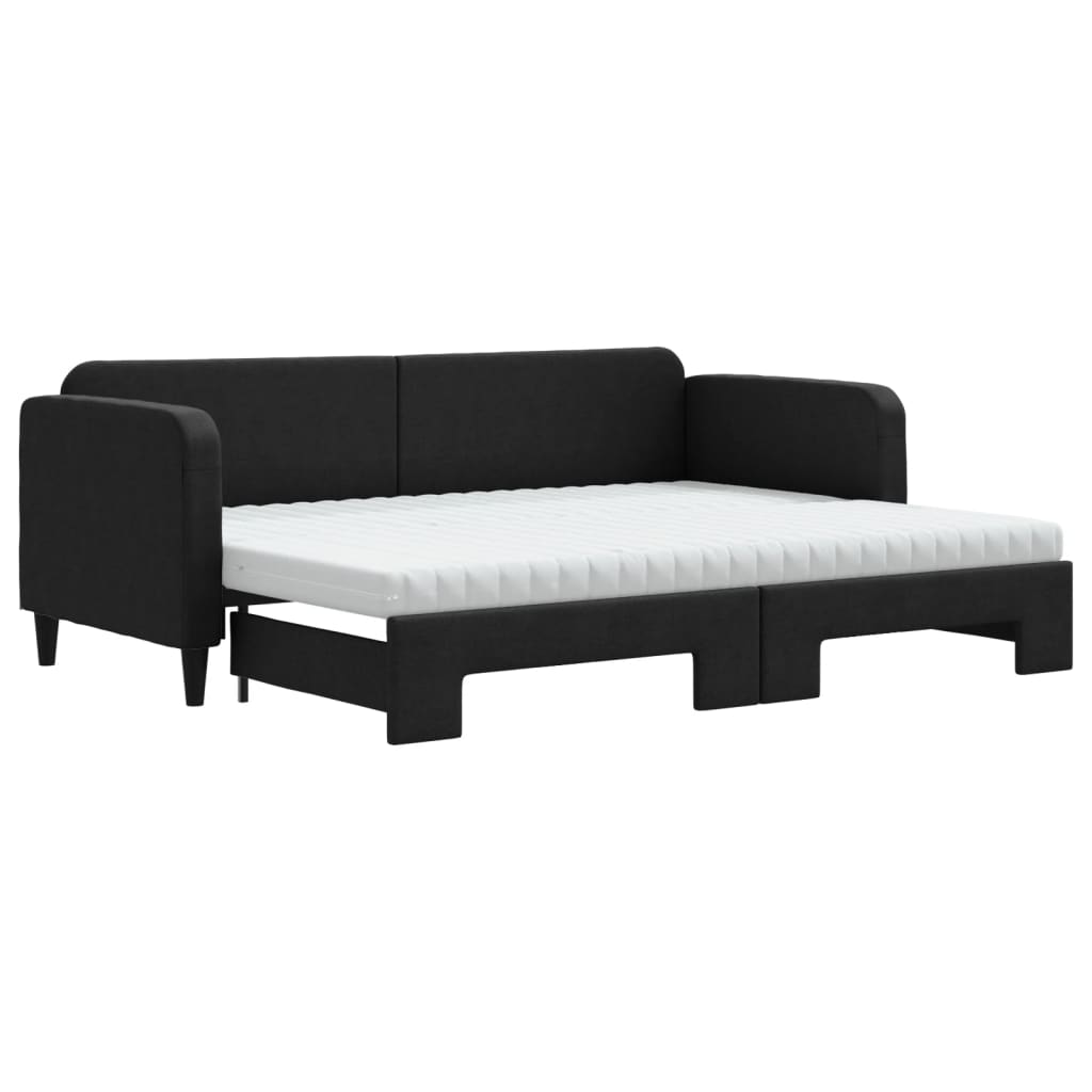 Slaapbank Sen Stof 80 x 200 cm Zwart met onderschuifbed en matras