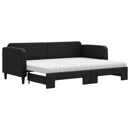 Slaapbank Sen Stof 80 x 200 cm Zwart met onderschuifbed en matras