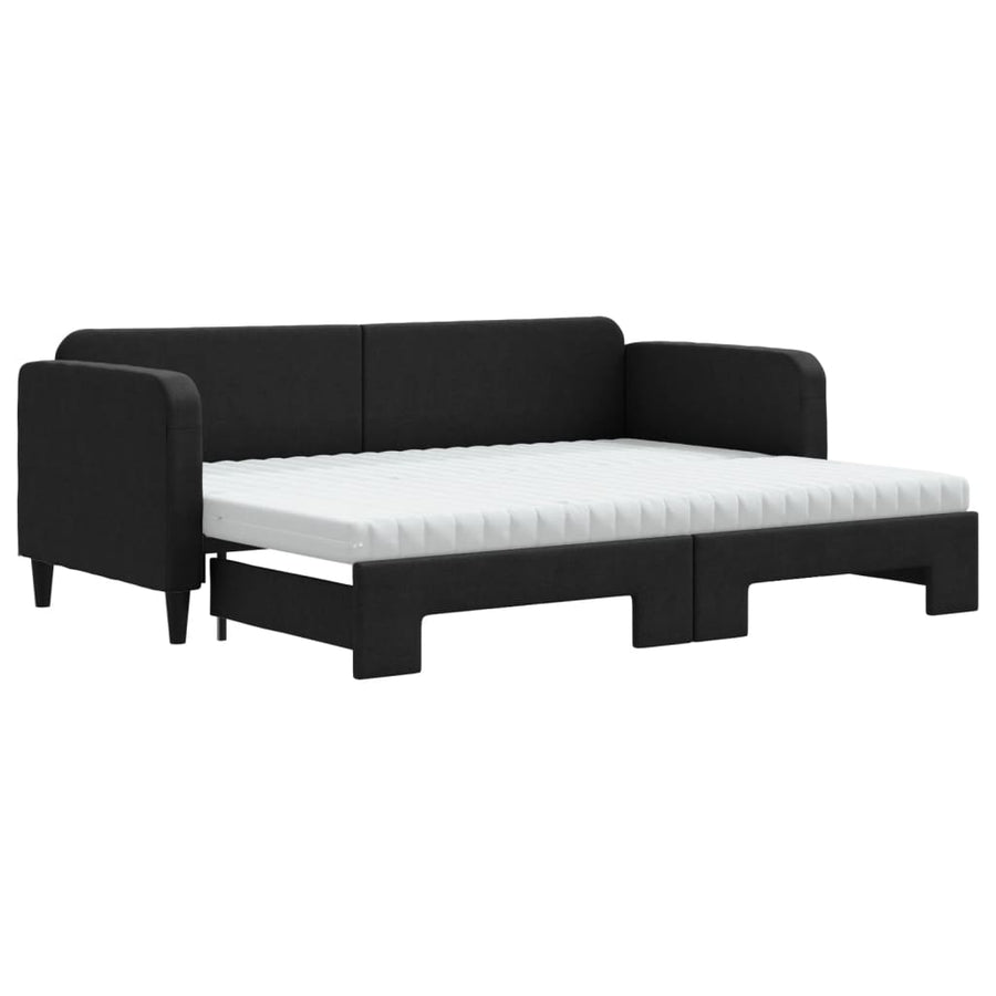 Slaapbank Sen Stof 80 x 200 cm Zwart met onderschuifbed en matras