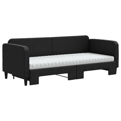 Slaapbank Sen Stof 80 x 200 cm Zwart met onderschuifbed en matras