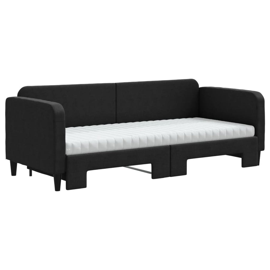 Slaapbank Sen Stof 80 x 200 cm Zwart met onderschuifbed en matras