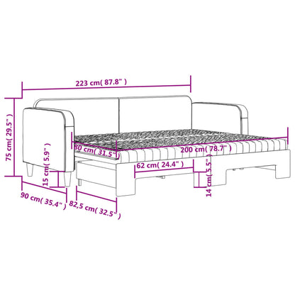 Slaapbank Sen Stof 80 x 200 cm Zwart met onderschuifbed en matras