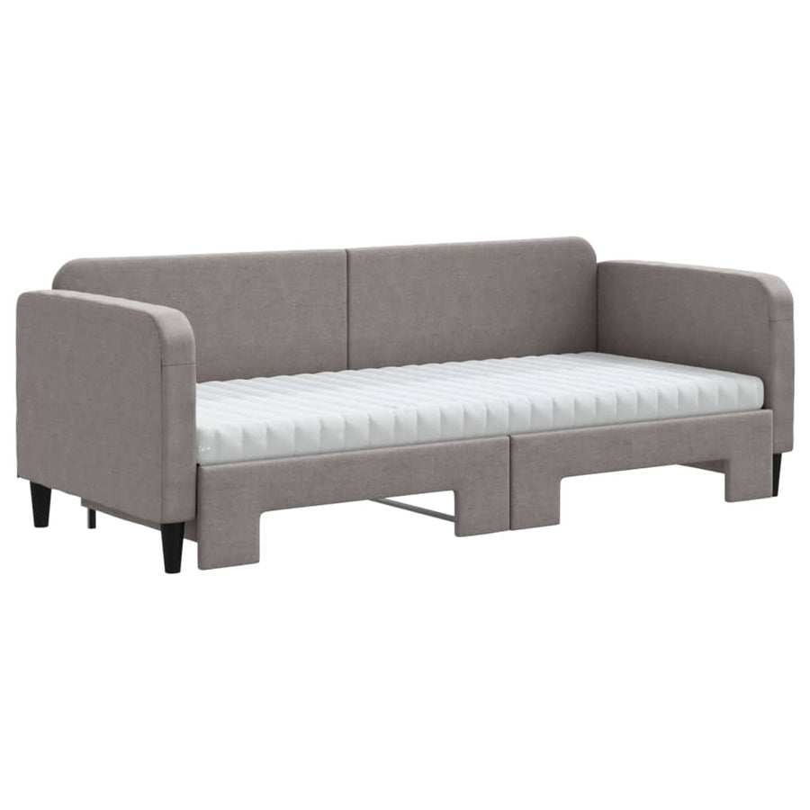 Slaapbank Sen Stof 80 x 200 cm Taupe met onderschuifbed en matras