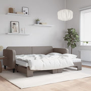 Slaapbank met onderschuifbed 80x200 cm taupe stof