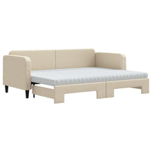 Slaapbank Sen Stof 80 x 200 cm Crème met onderschuifbed en matras