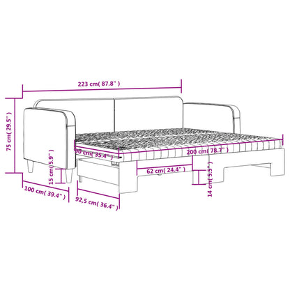 Slaapbank Sen Stof 90 x 200 cm Zwart met onderschuifbed en matras