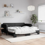 Slaapbank onderschuifbed 90x200 cm stof zwart