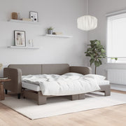 Slaapbank met onderschuifbed 90x200 cm stof taupe
