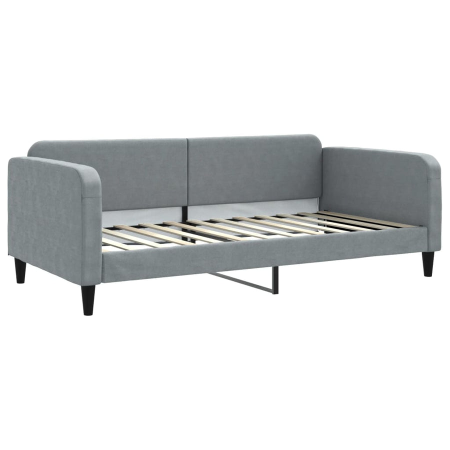 Slaapbank Onderschuifbed Matrassen Stof 100 x 200 cm Lichtgrijs met onderschuifbed en matras