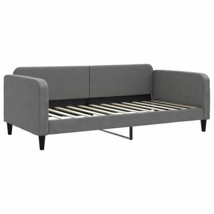 Slaapbank Onderschuifbed Matrassen Stof Donkergroen 100 x 200 cm Donkergrijs met onderschuifbed en matras