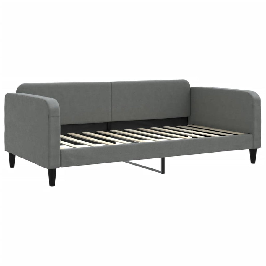Slaapbank Onderschuifbed Matrassen Stof Donkergroen 100 x 200 cm Donkergrijs met onderschuifbed en matras