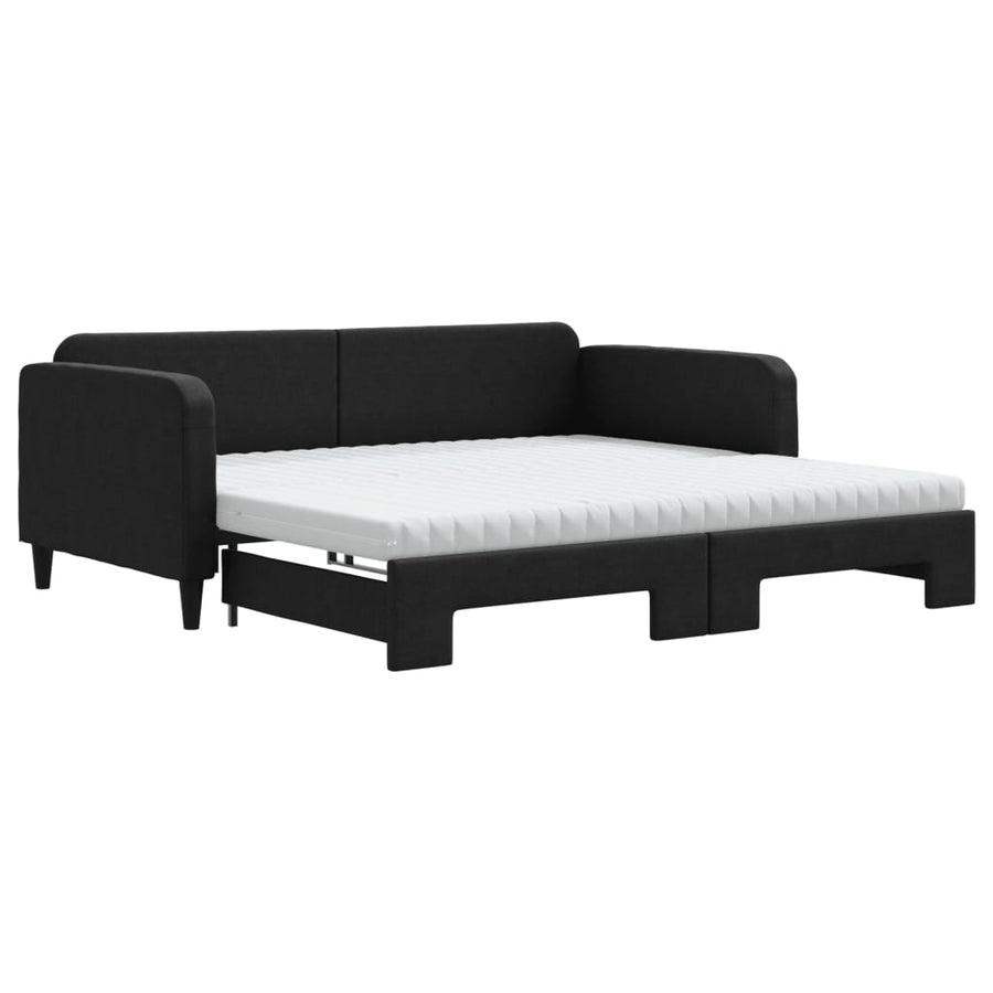 Slaapbank Sen Stof 100 x 200 cm Zwart met onderschuifbed en matras