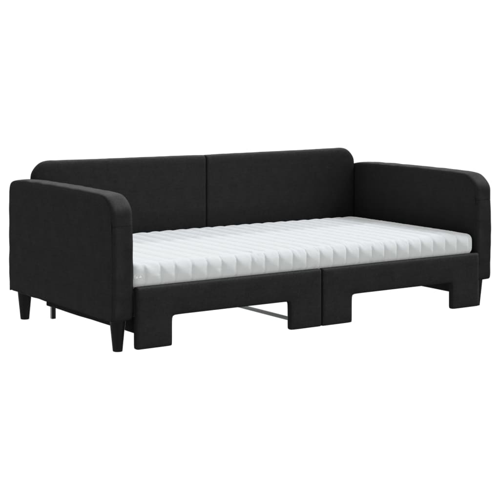 Slaapbank Sen Stof 100 x 200 cm Zwart met onderschuifbed en matras