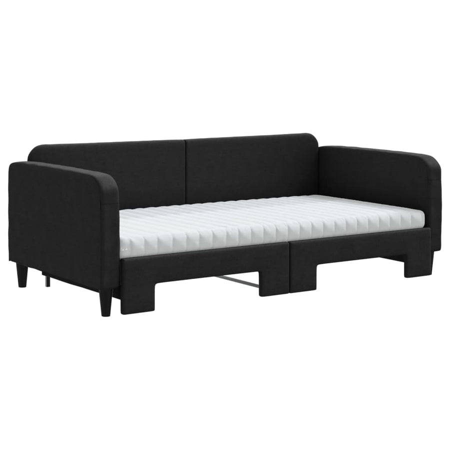 Slaapbank Sen Stof 100 x 200 cm Zwart met onderschuifbed en matras