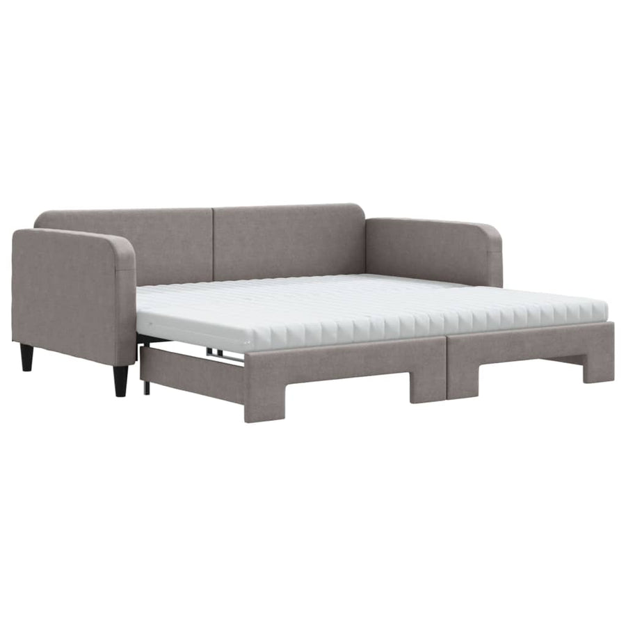 Slaapbank Sen Stof 100 x 200 cm Taupe met onderschuifbed en matras