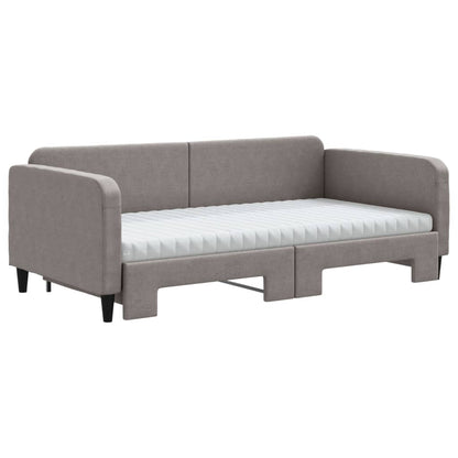 Slaapbank Sen Stof 100 x 200 cm Taupe met onderschuifbed en matras