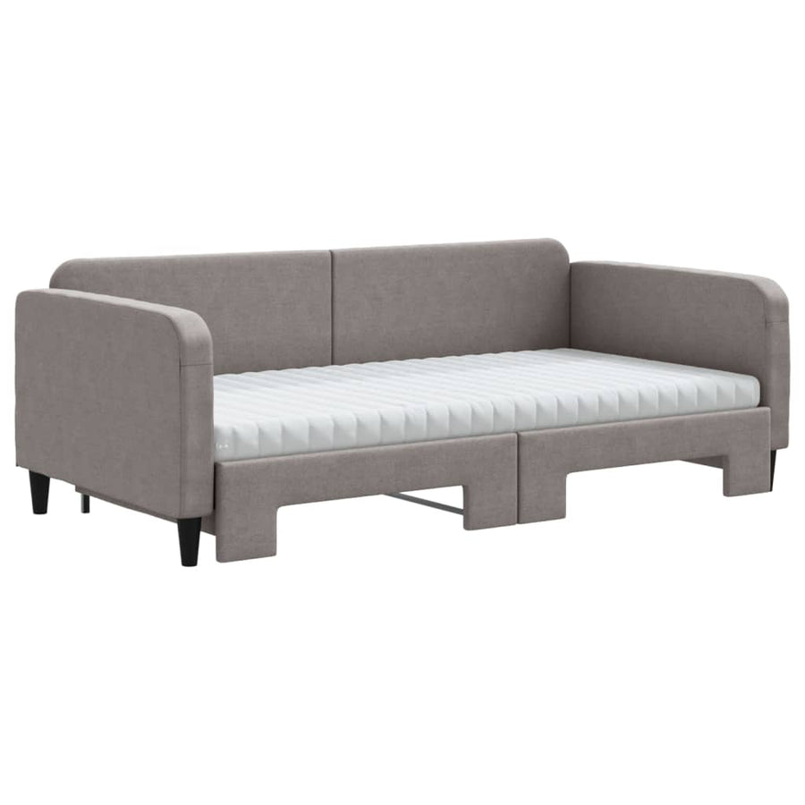 Slaapbank Sen Stof 100 x 200 cm Taupe met onderschuifbed en matras