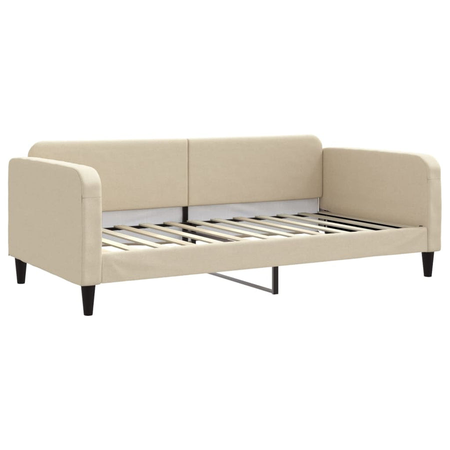 Slaapbank Sen Stof 100 x 200 cm Crème met onderschuifbed en matras