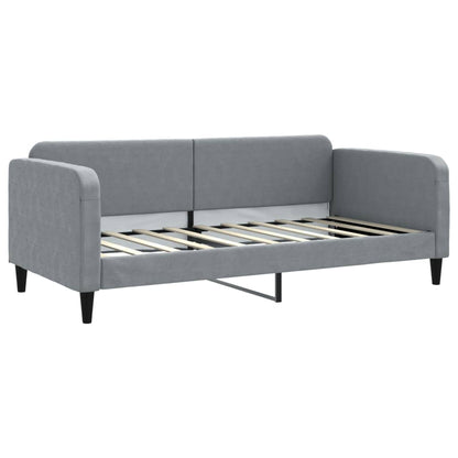 Slaapbank onderschuifbed en matrassen 90x190 cm stof lichtgrijs